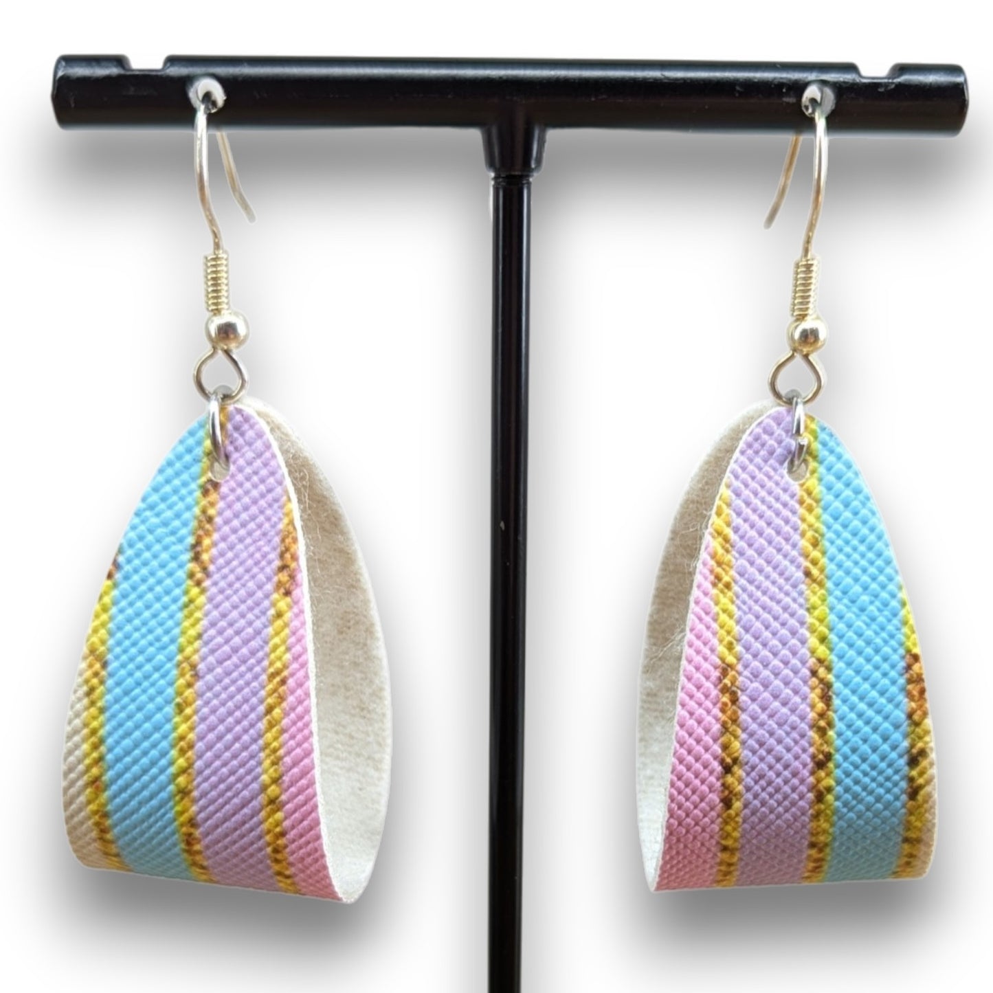 Pastel Stripes Faux Leather Earrings