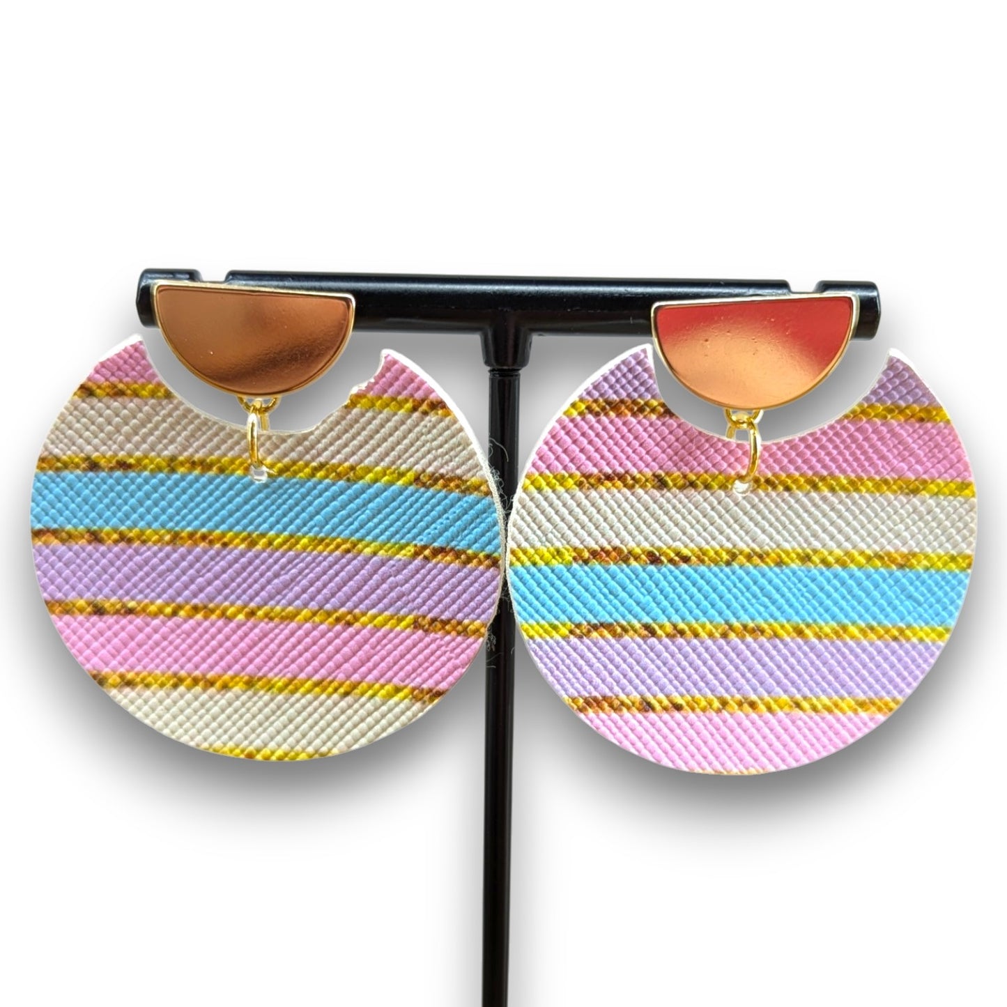 Pastel Stripes Faux Leather Earrings