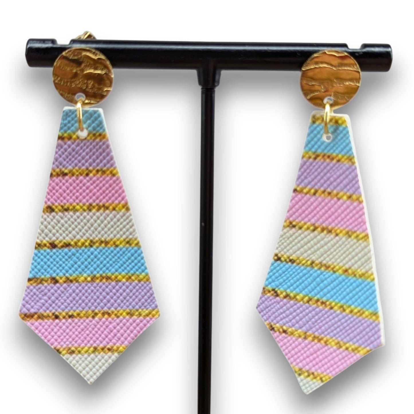Pastel Stripes Faux Leather Earrings