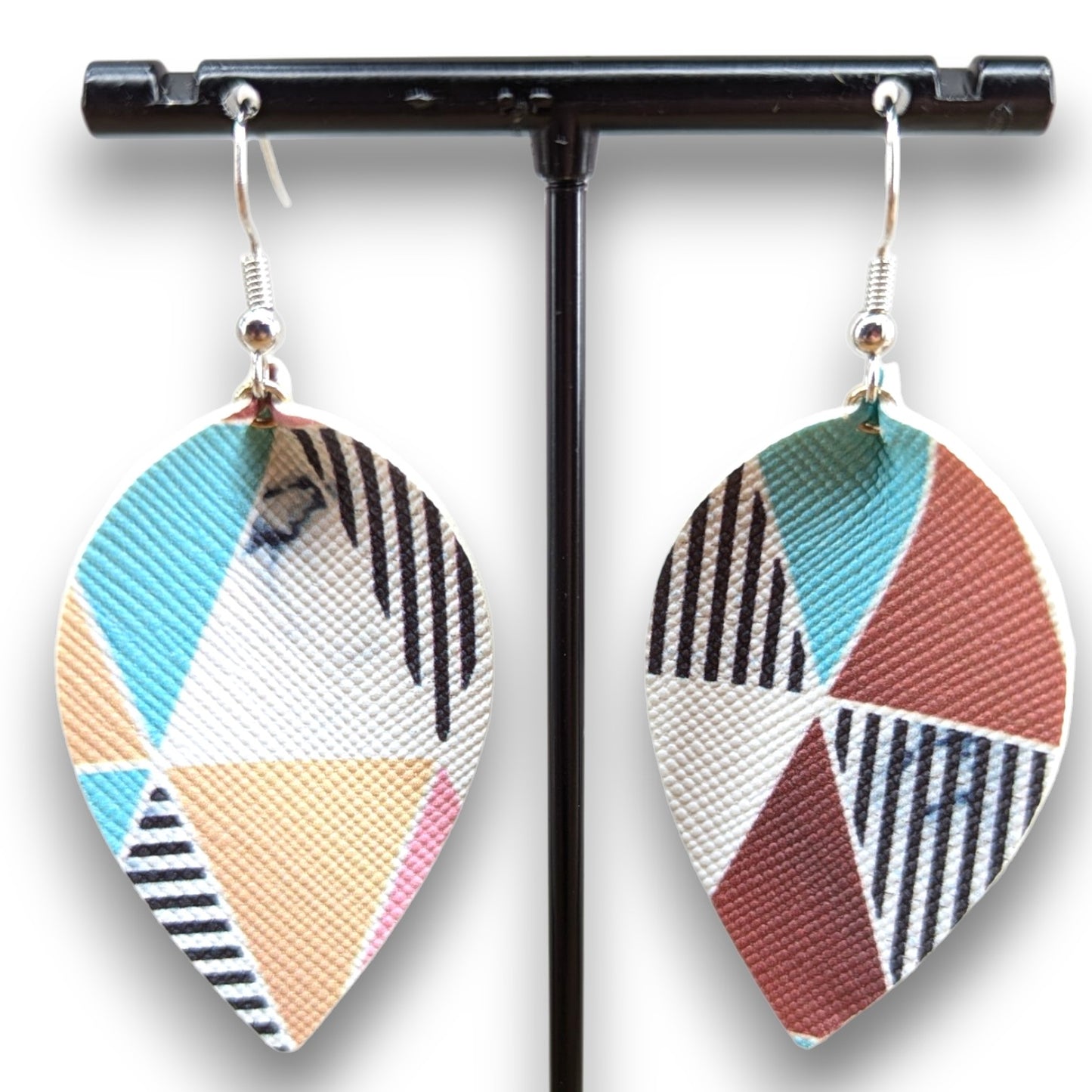 Geo Faux Leather Earrings