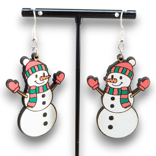 Snowman Wood Earrings