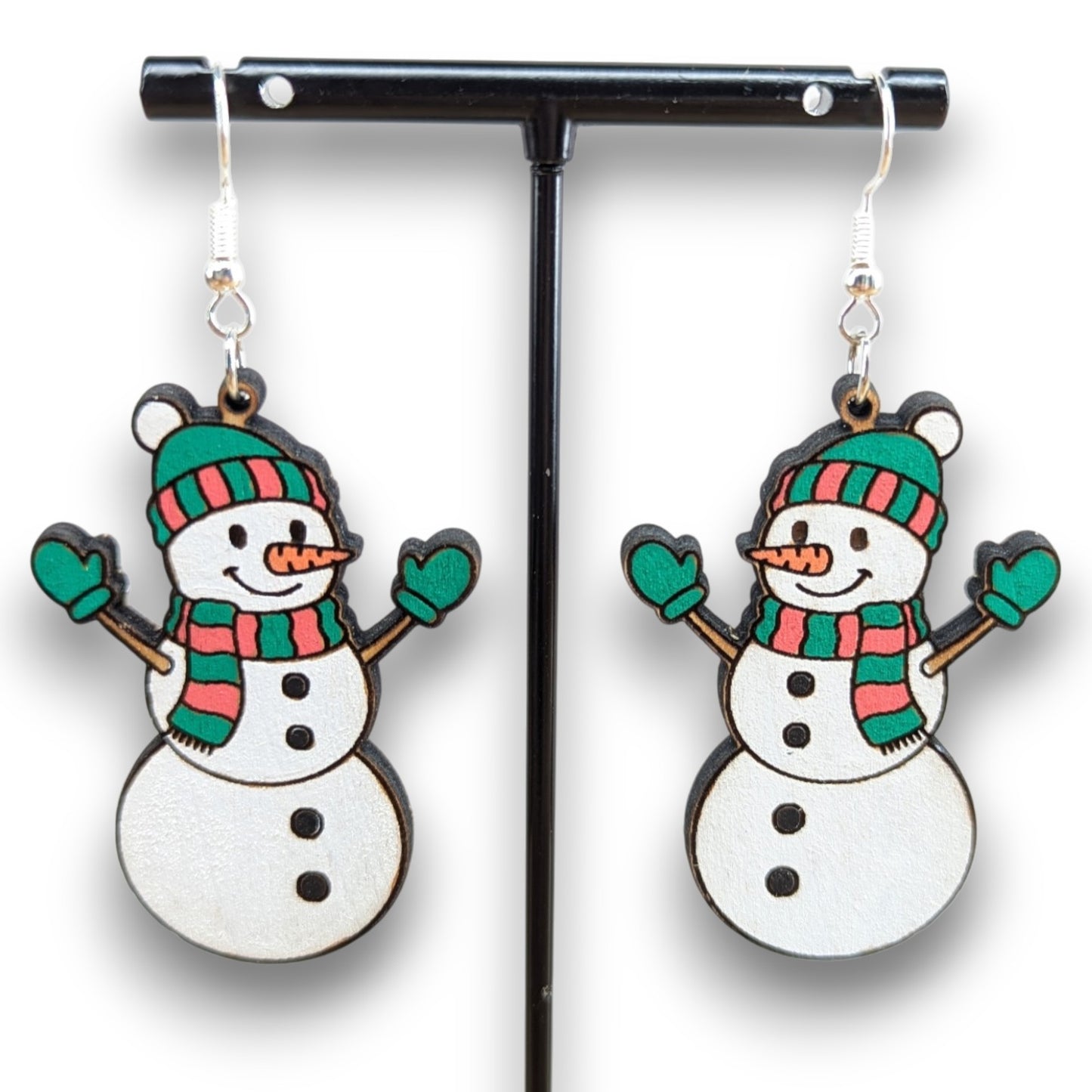 Snowman Wood Earrings