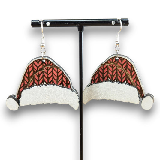 Sweater Print Santa Hat Layered Earrings