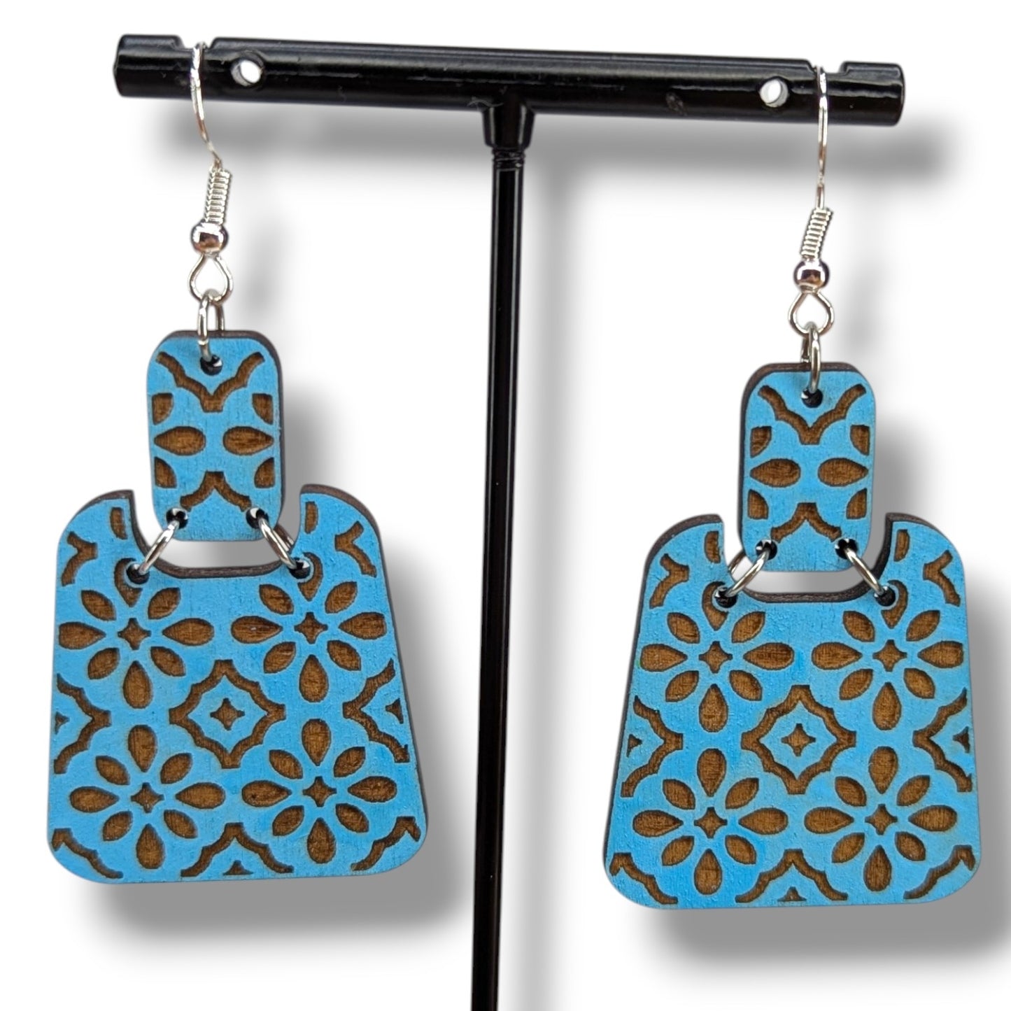 Quilt Pattern Wood Earrings
