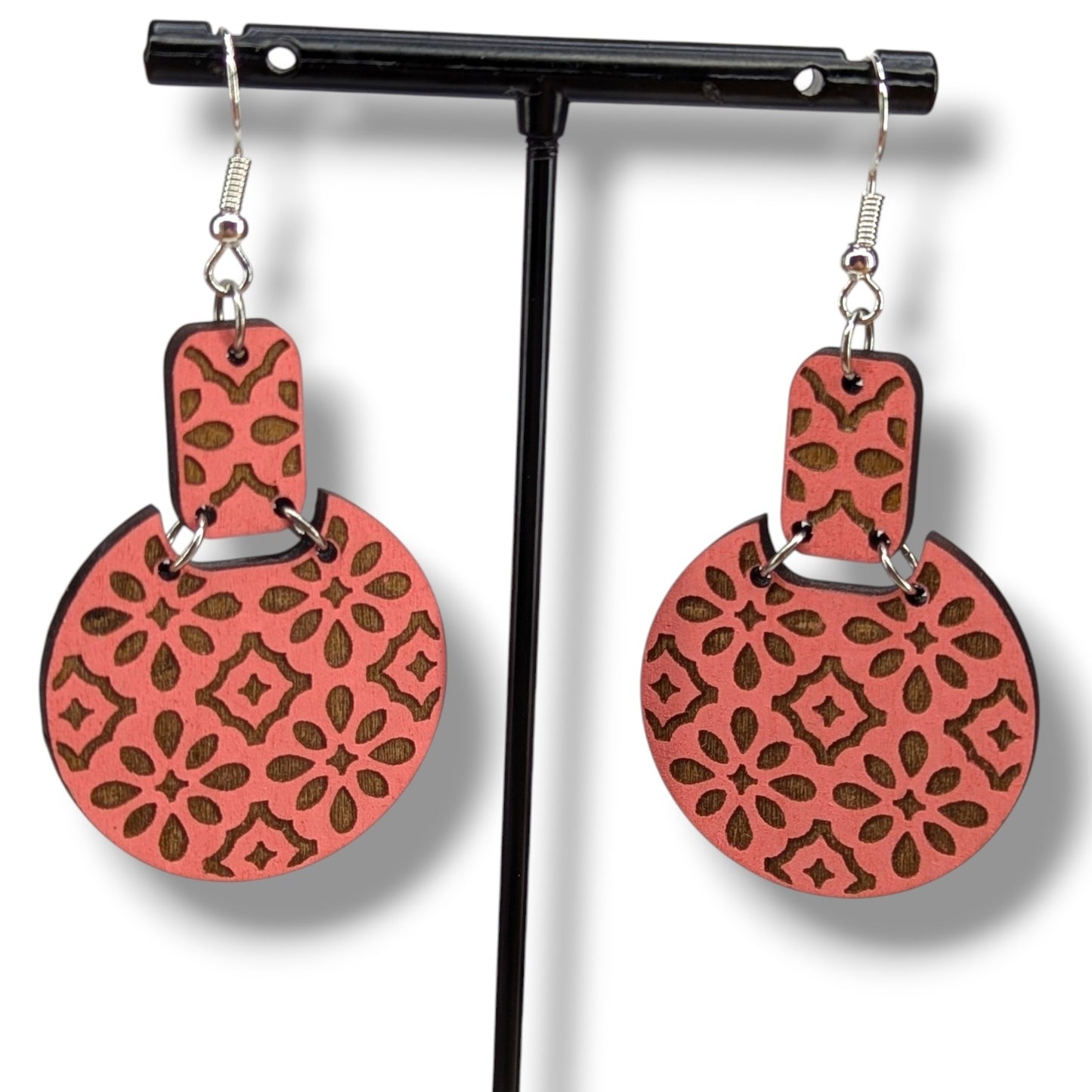 Quilt Pattern Wood Earrings