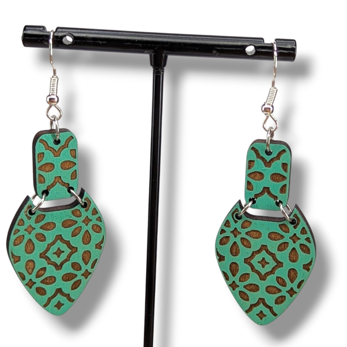 Quilt Pattern Wood Earrings