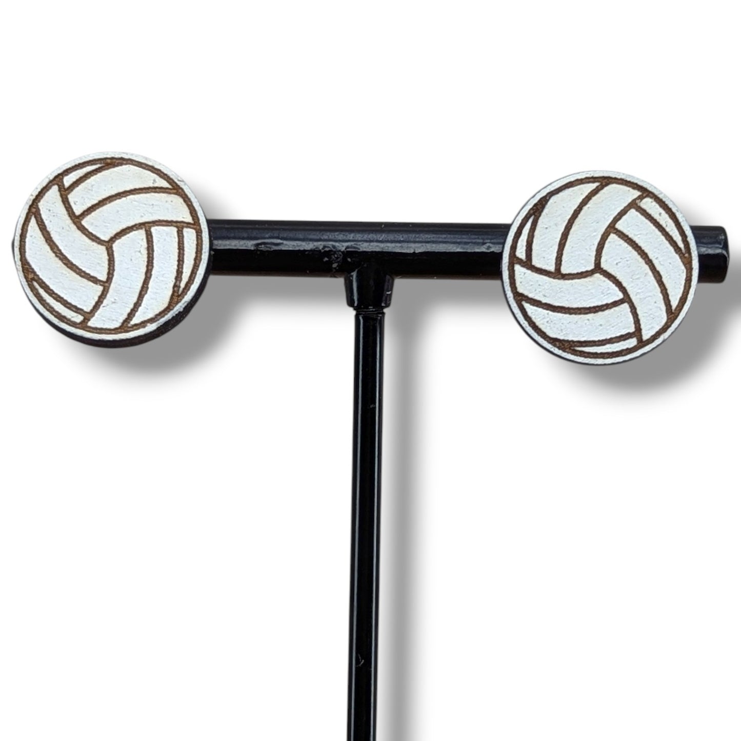 Volleyball Wood Stud Earrings