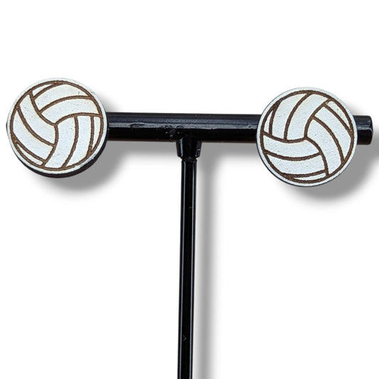 Volleyball Wood Stud Earrings