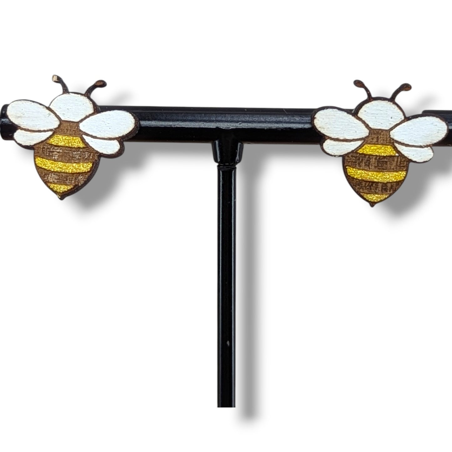 Bee Wood Stud Earrings