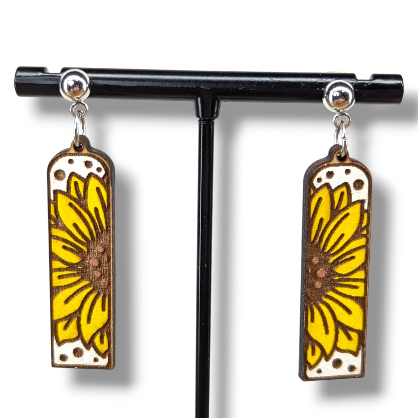 Sunflower Dangle Wood Earrings