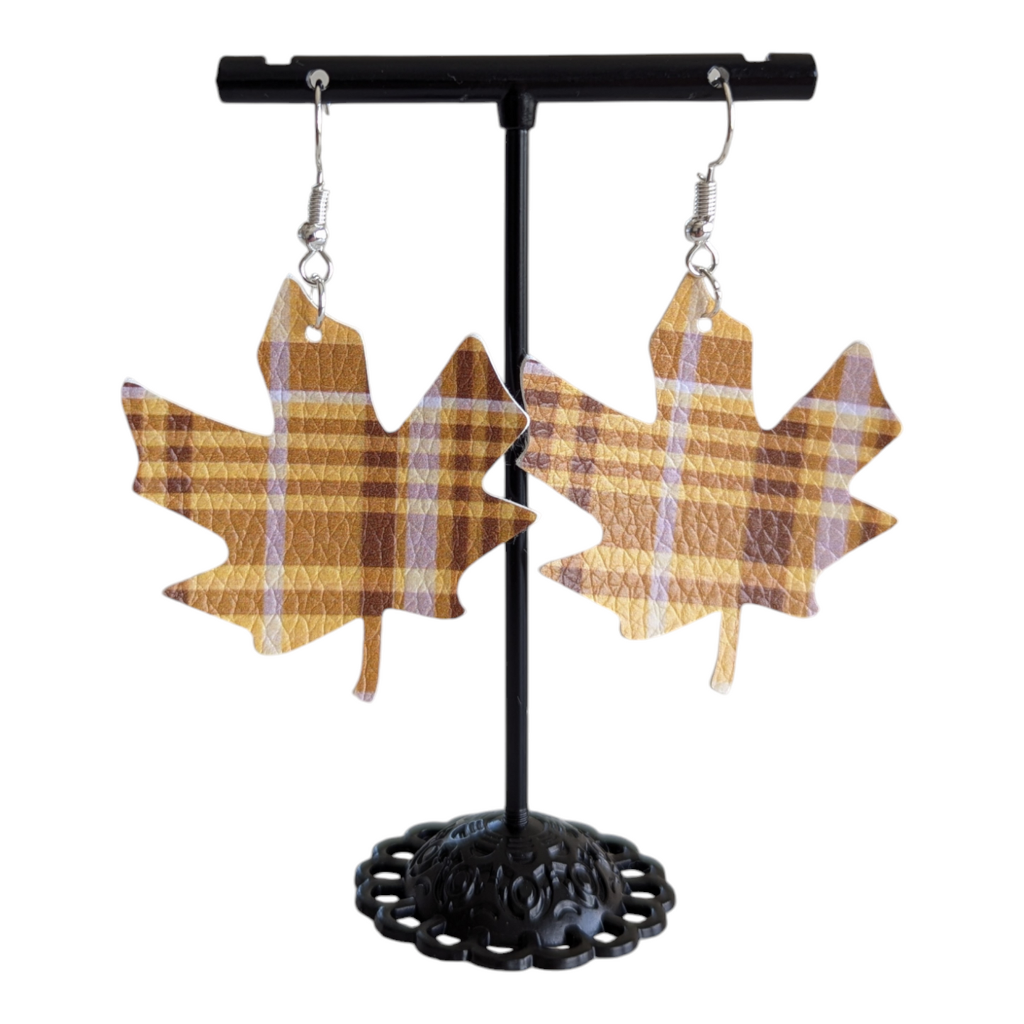Plaid Fall Leaves Earrings