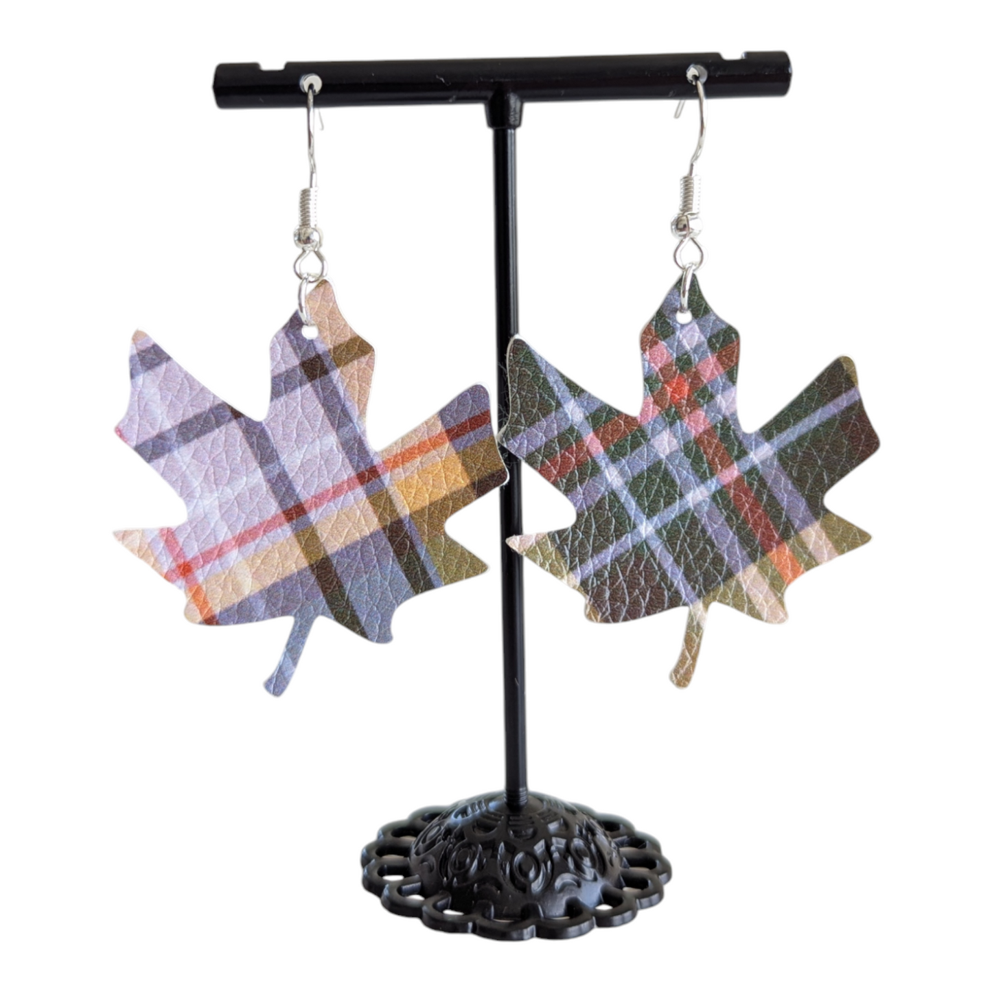 Plaid Fall Leaves Earrings
