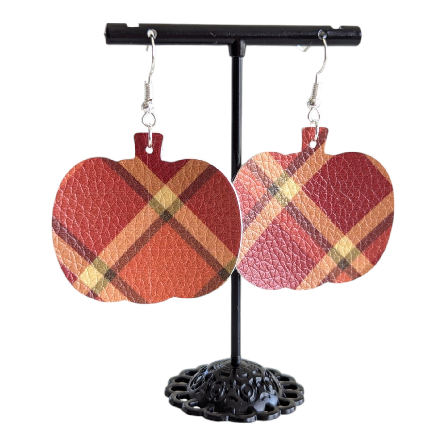 Plaid Pumpkin Earrings