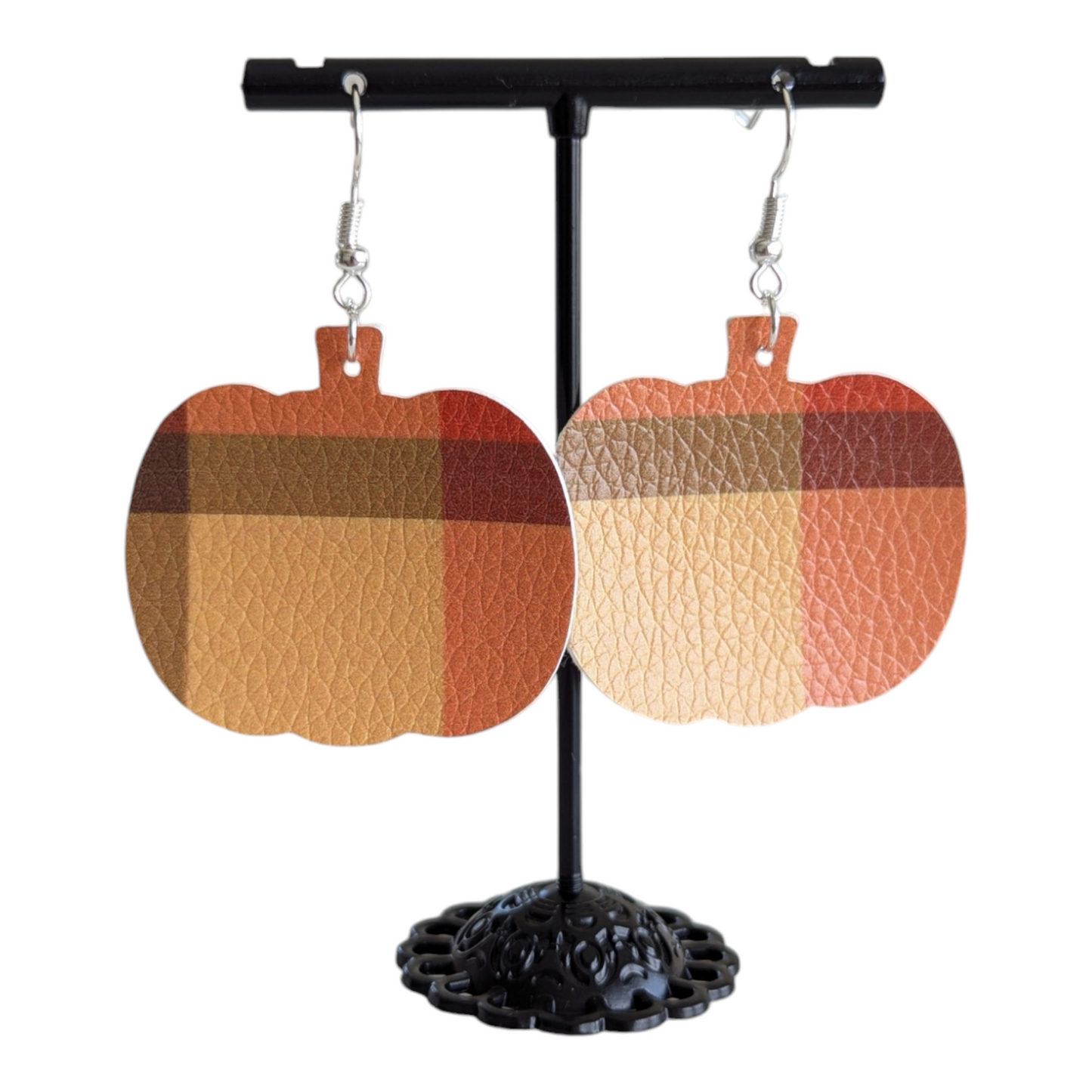 Plaid Pumpkin Earrings
