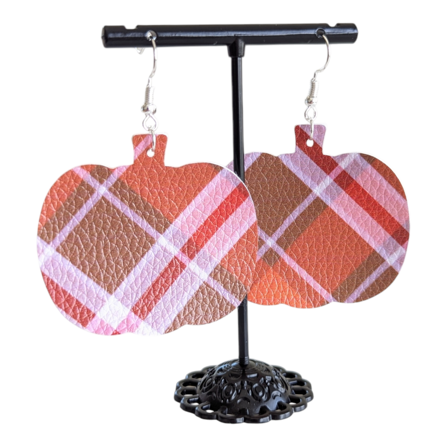 Plaid Pumpkin Earrings
