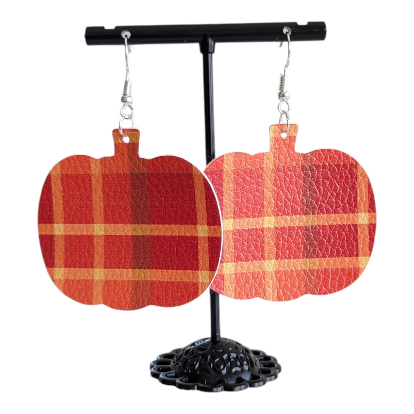 Plaid Pumpkin Earrings