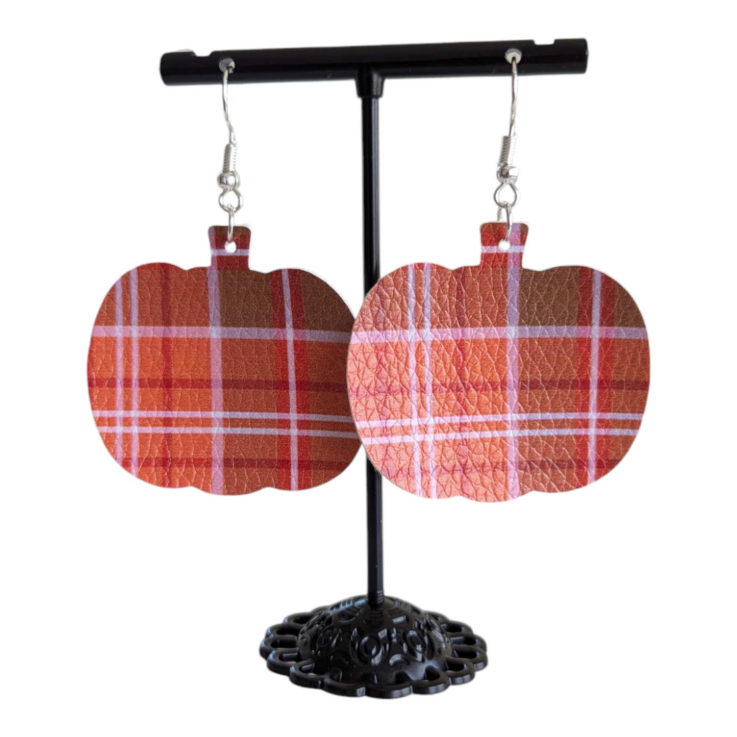 Plaid Pumpkin Earrings