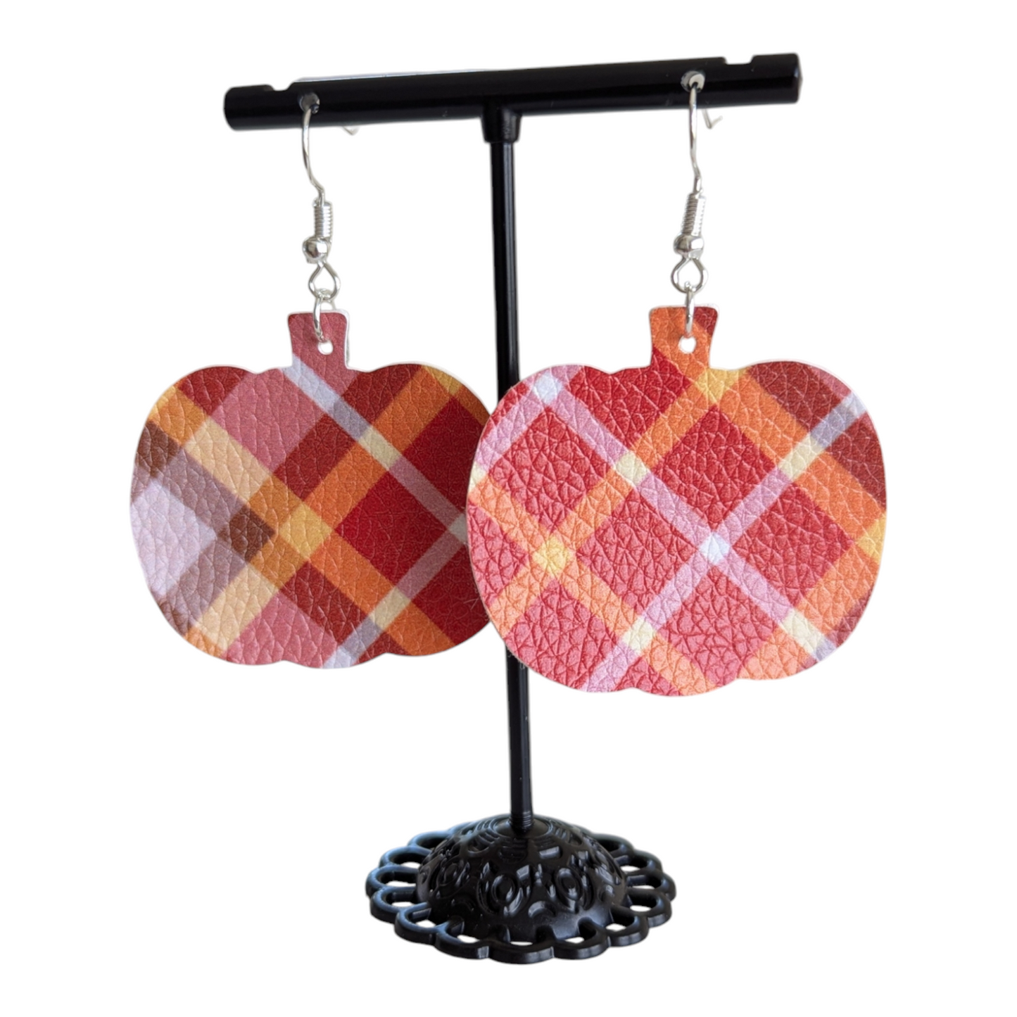 Plaid Pumpkin Earrings
