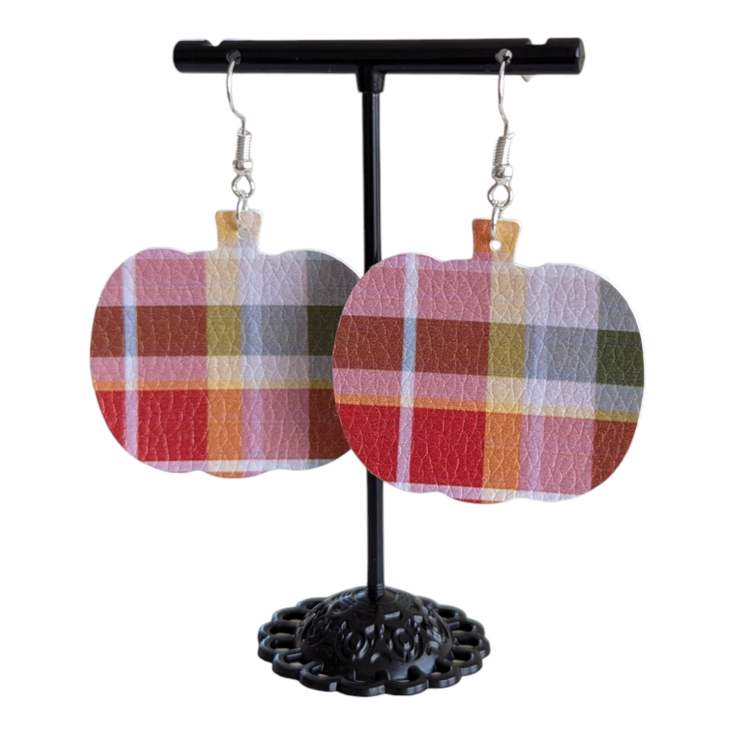 Plaid Pumpkin Earrings