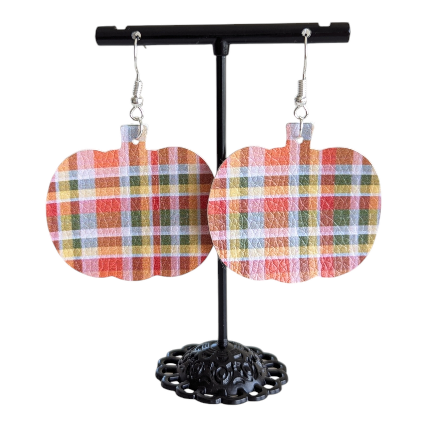Plaid Pumpkin Earrings
