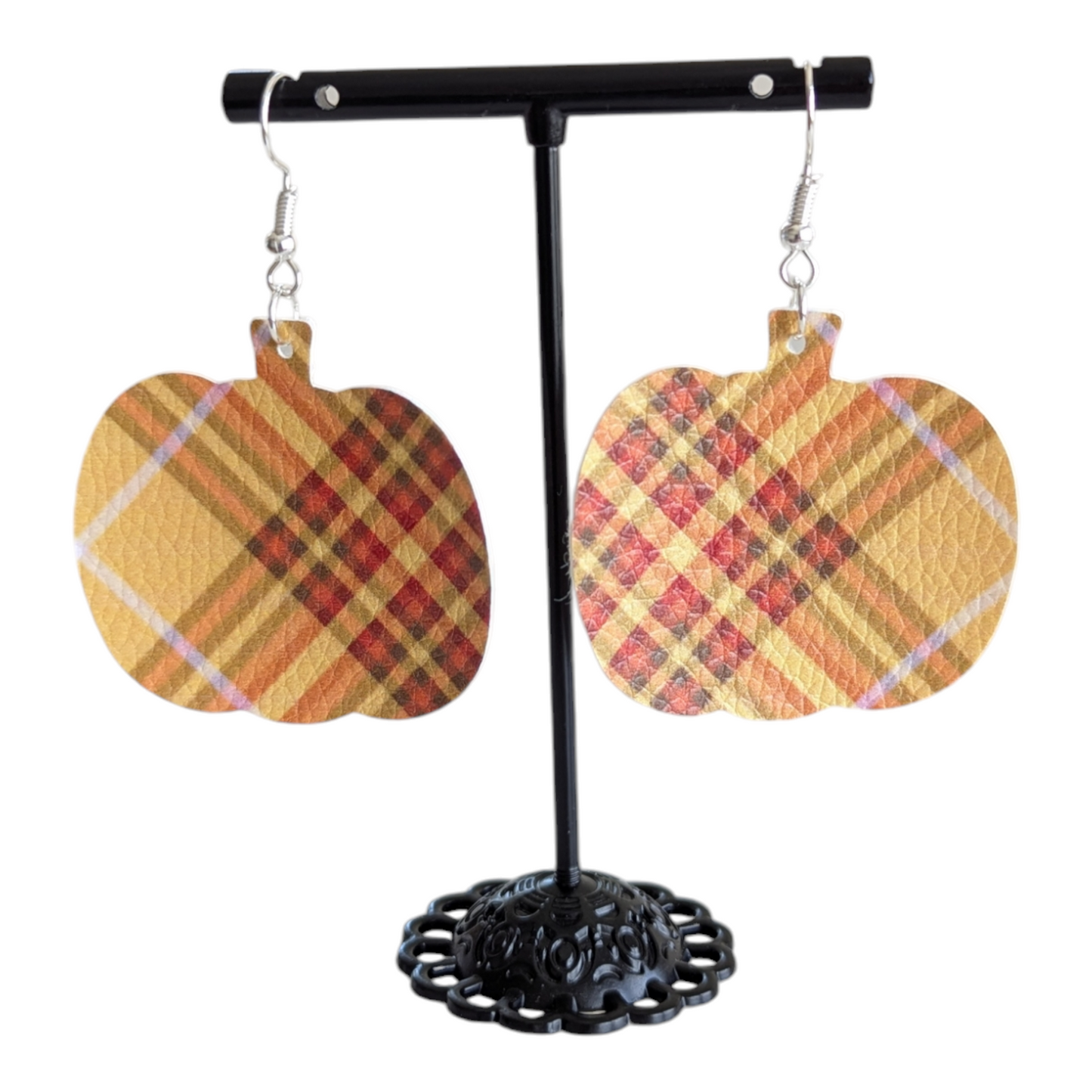 Plaid Pumpkin Earrings