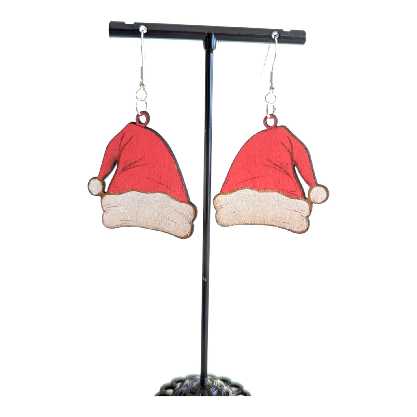 Santa Hat Wood Earrings