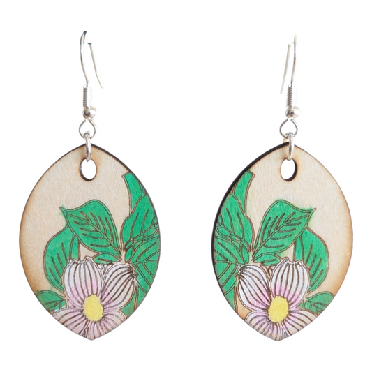 Dogwood Flower Wood Earrings