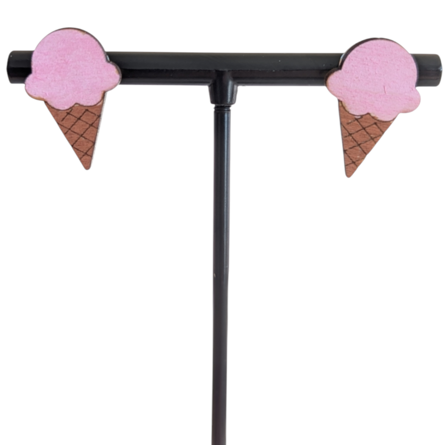 Ice Cream Cone Wood Earrings