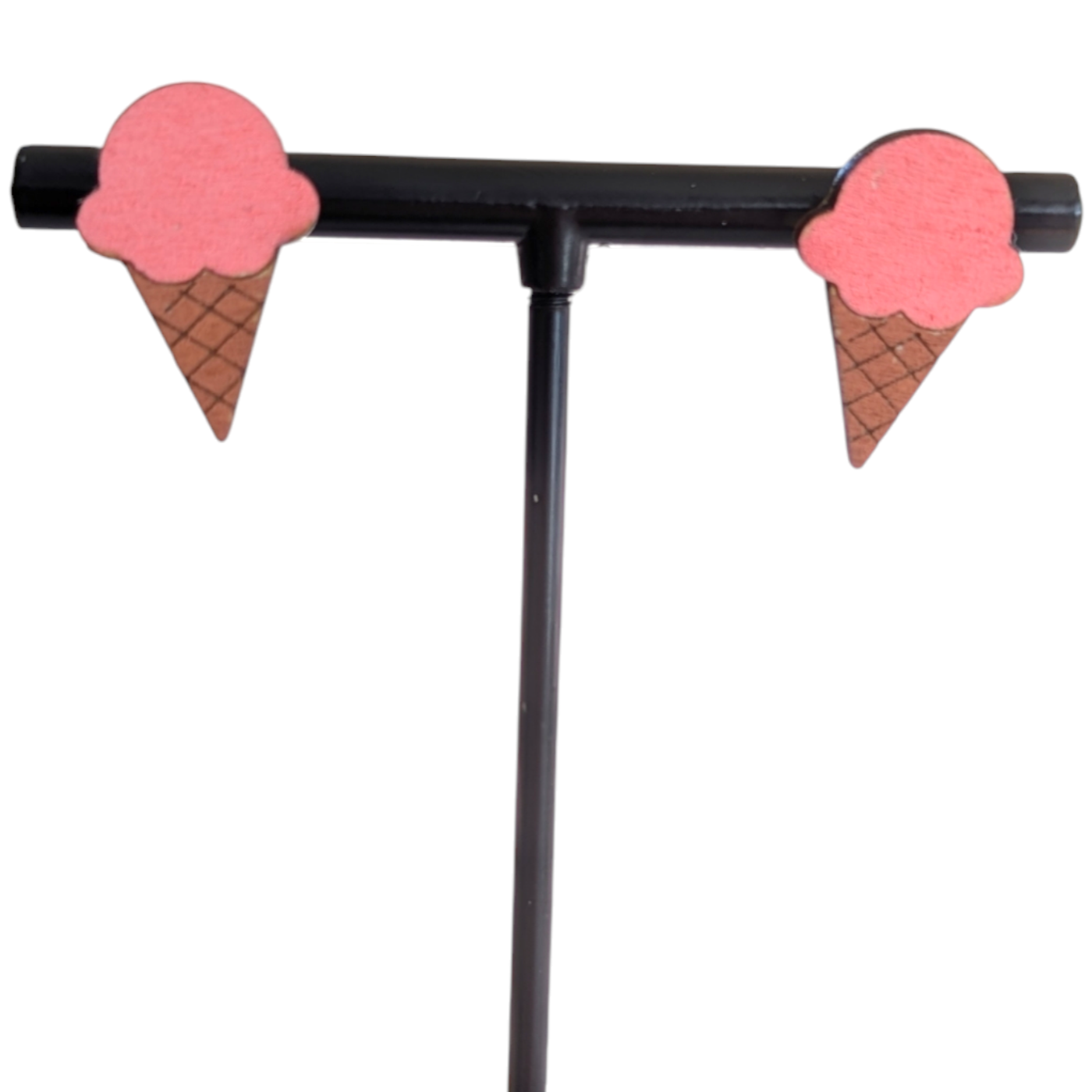 Ice Cream Cone Wood Earrings