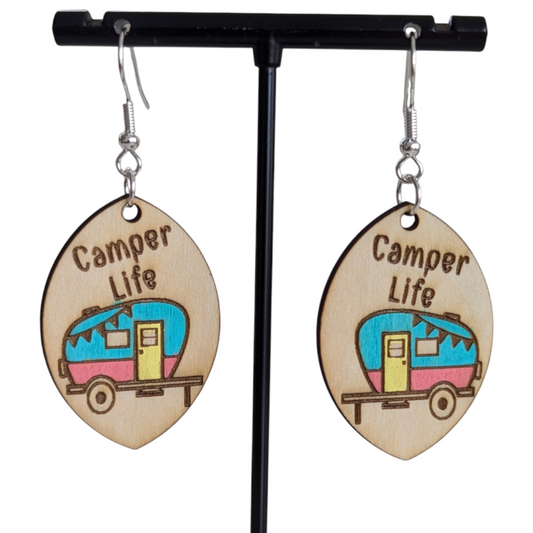 Camper Life Wood Earrings