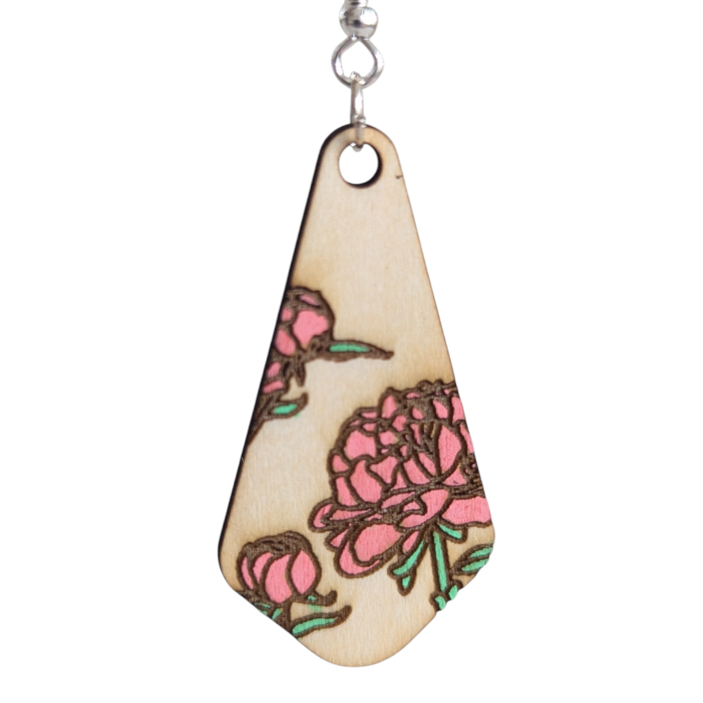 Wooden Peony Earrings