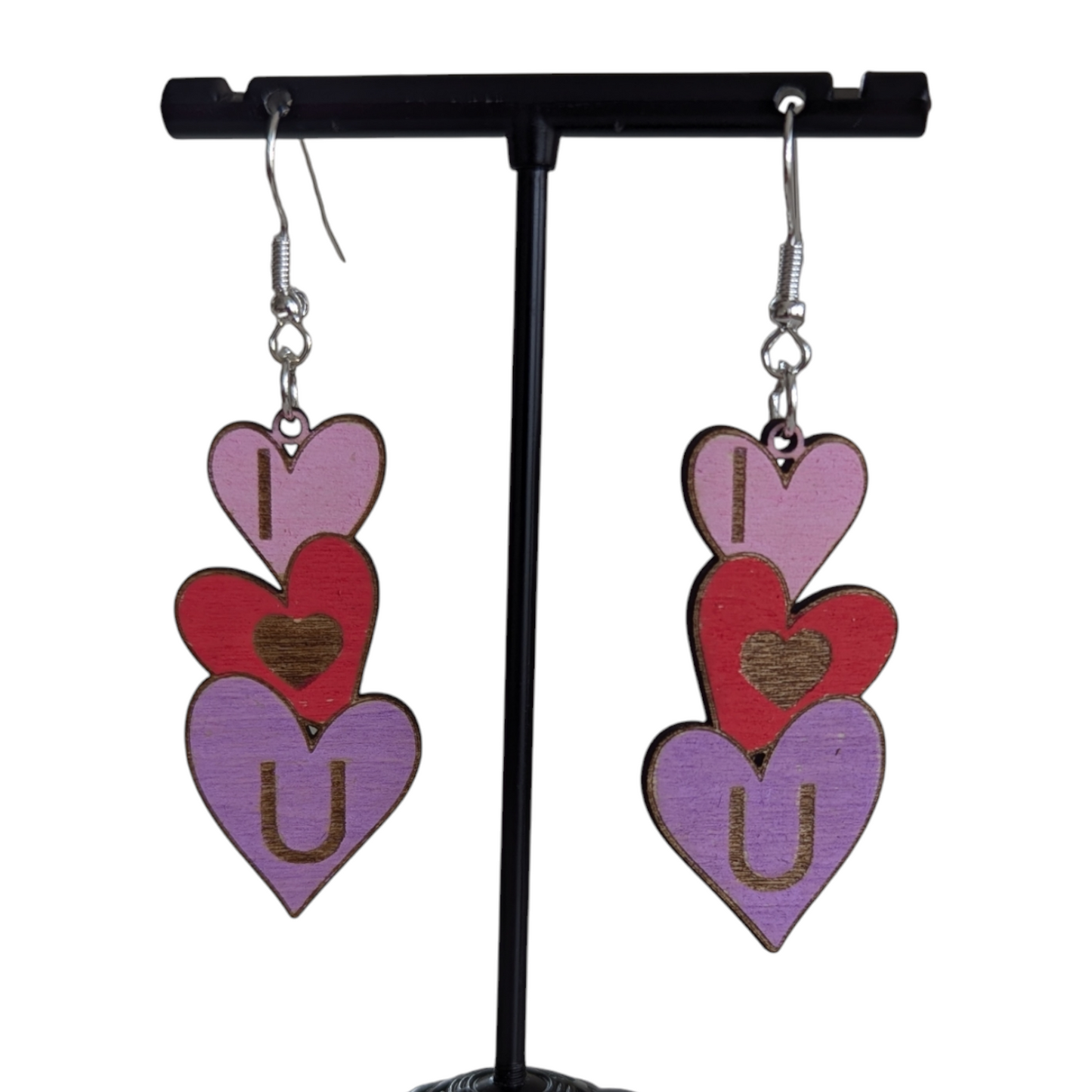 Heart Drop Wood Earrings