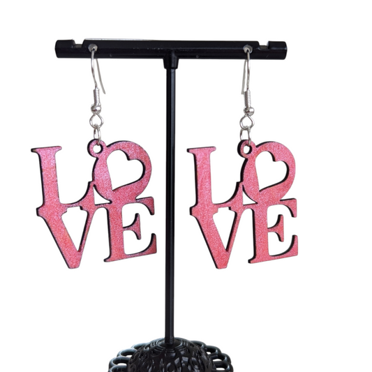 LOVE Wooden Earrings