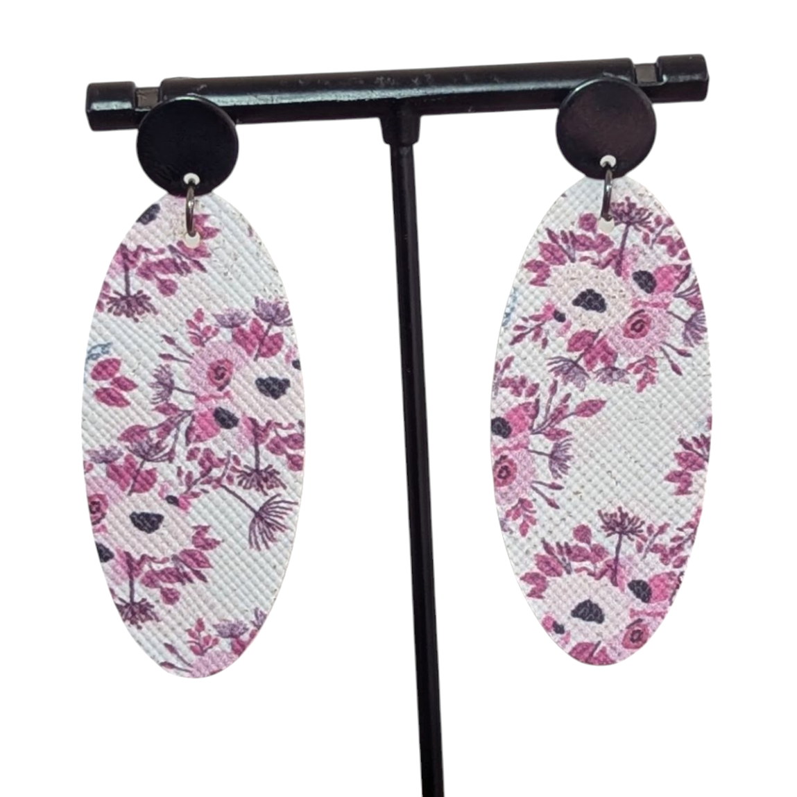 Purple Flower Faux Leather Earrings