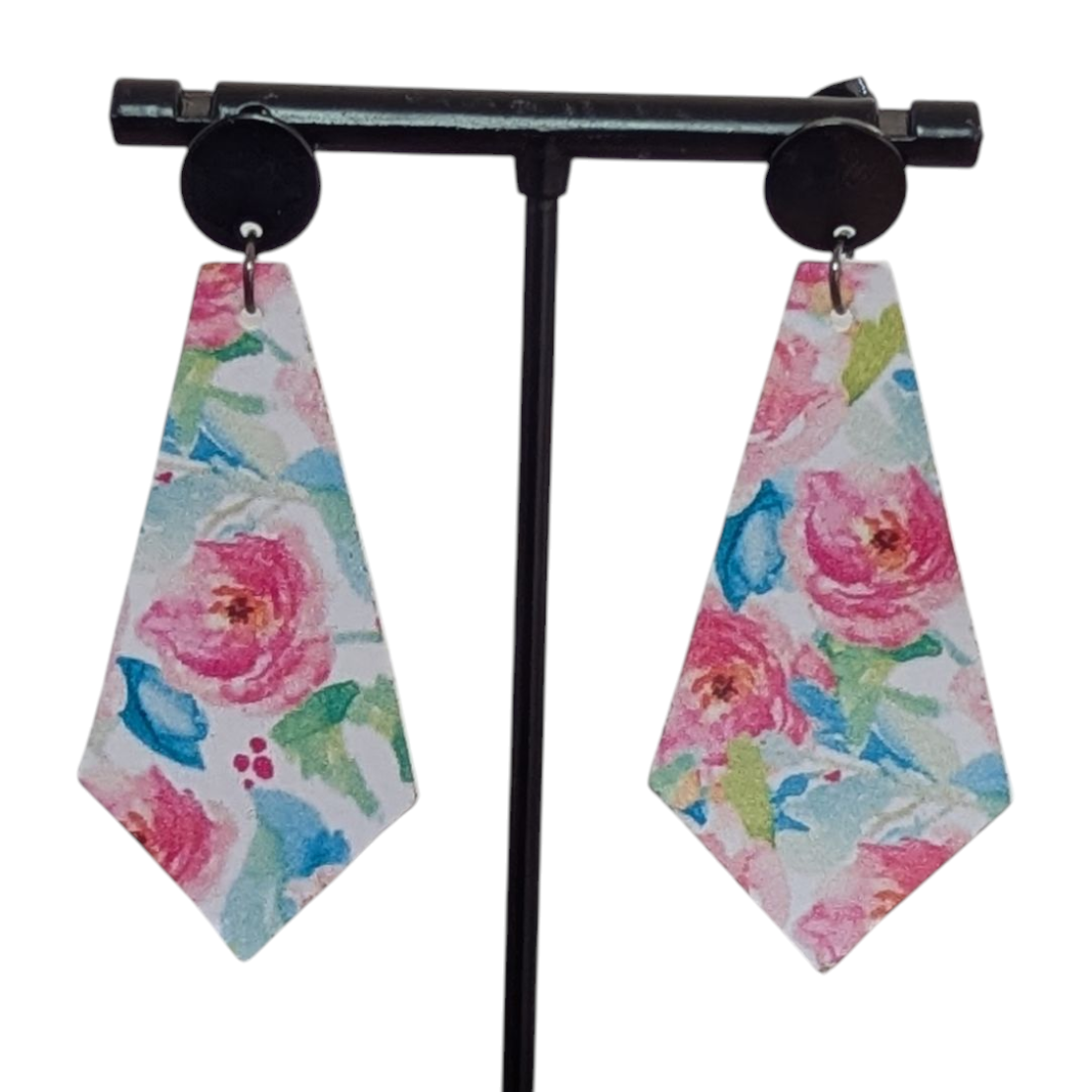 Spring Roses Faux Leather Earrings