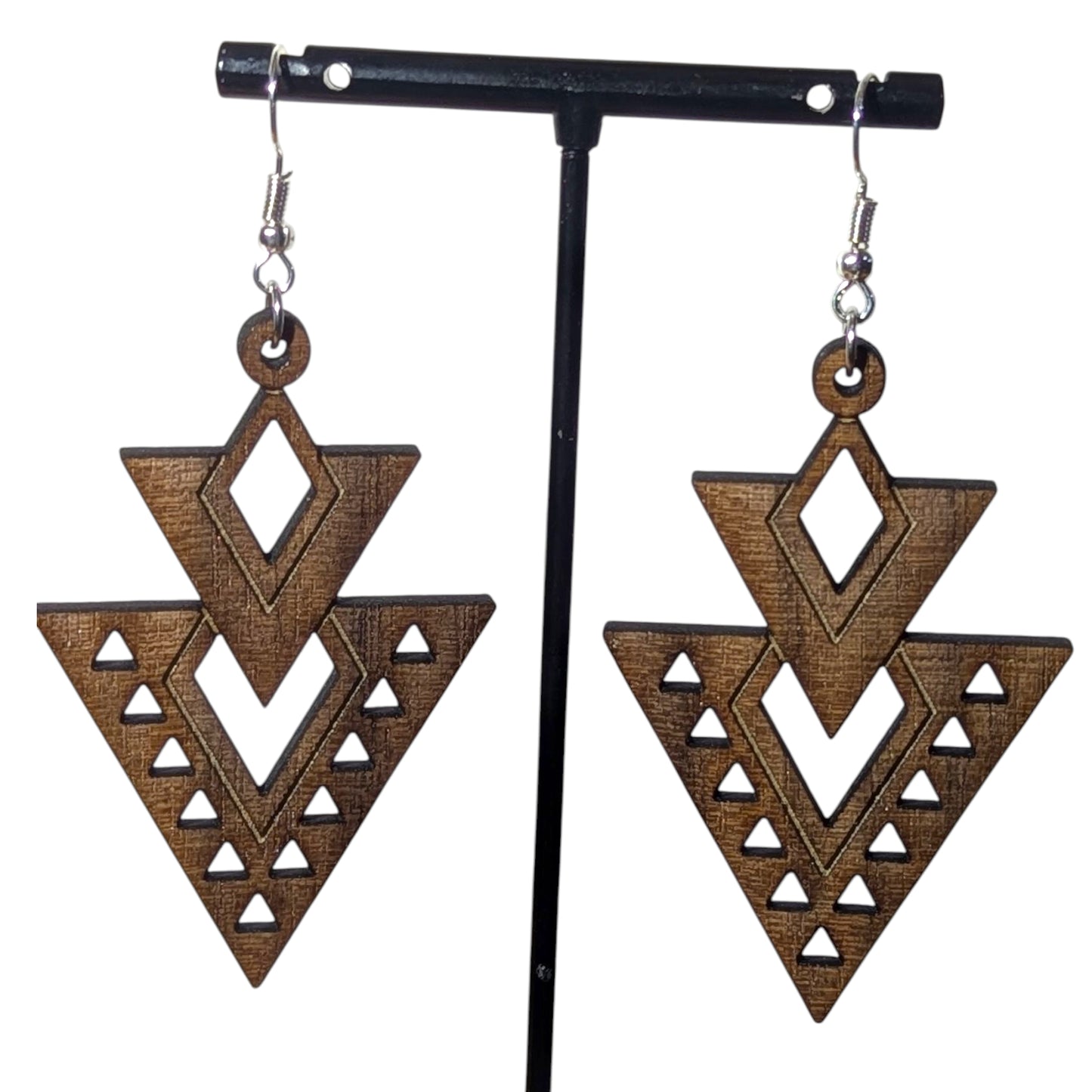 Geo Shape Wood Earrings