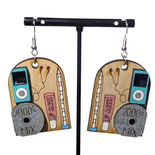 2000's Decade Layered Wood Earrings