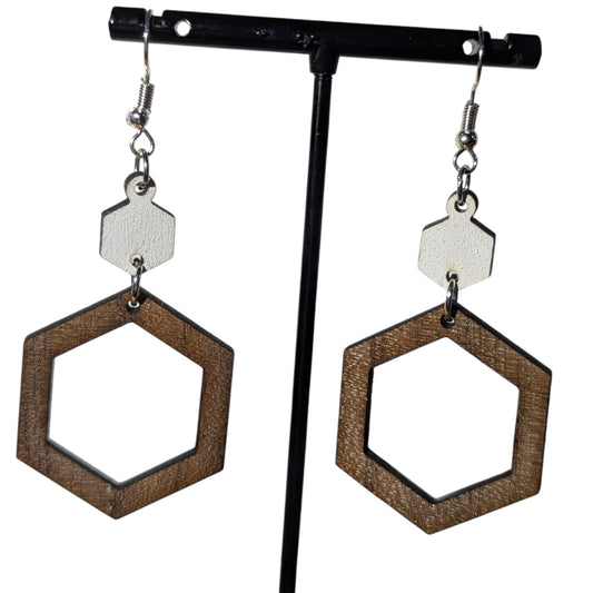 Geo Shape Wood Earrings