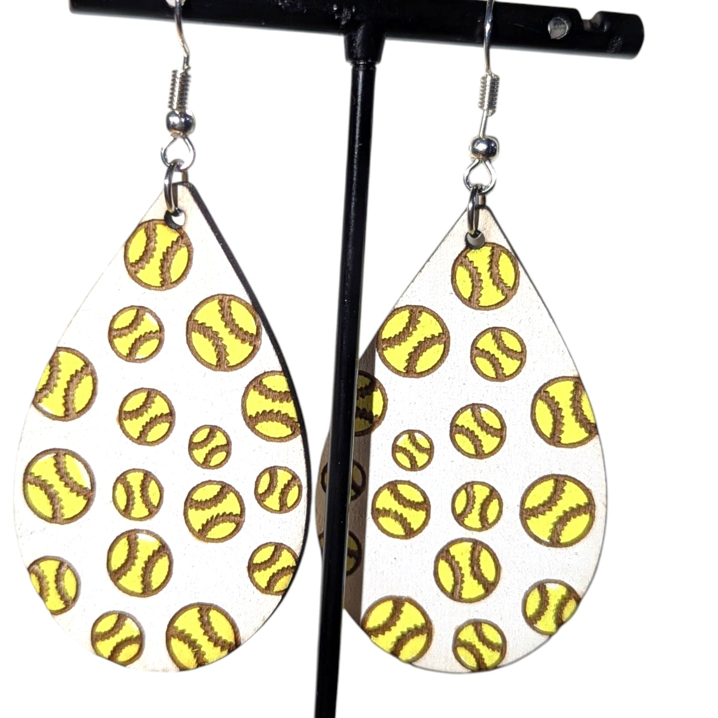 Softball Wood Earrings