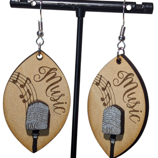 Music Microphone Layered Earrings