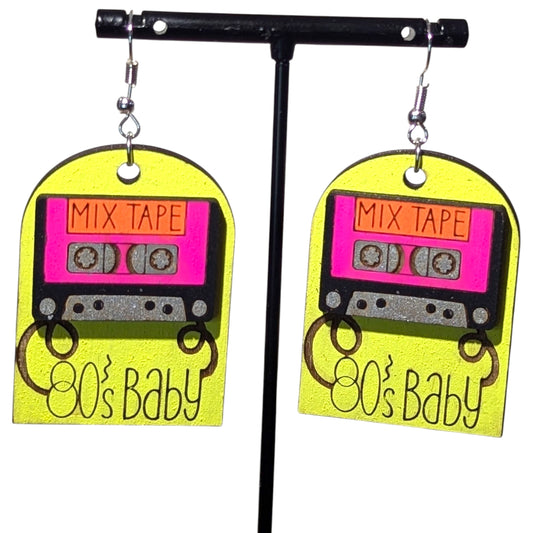 80's Baby Layered Wood Earrings