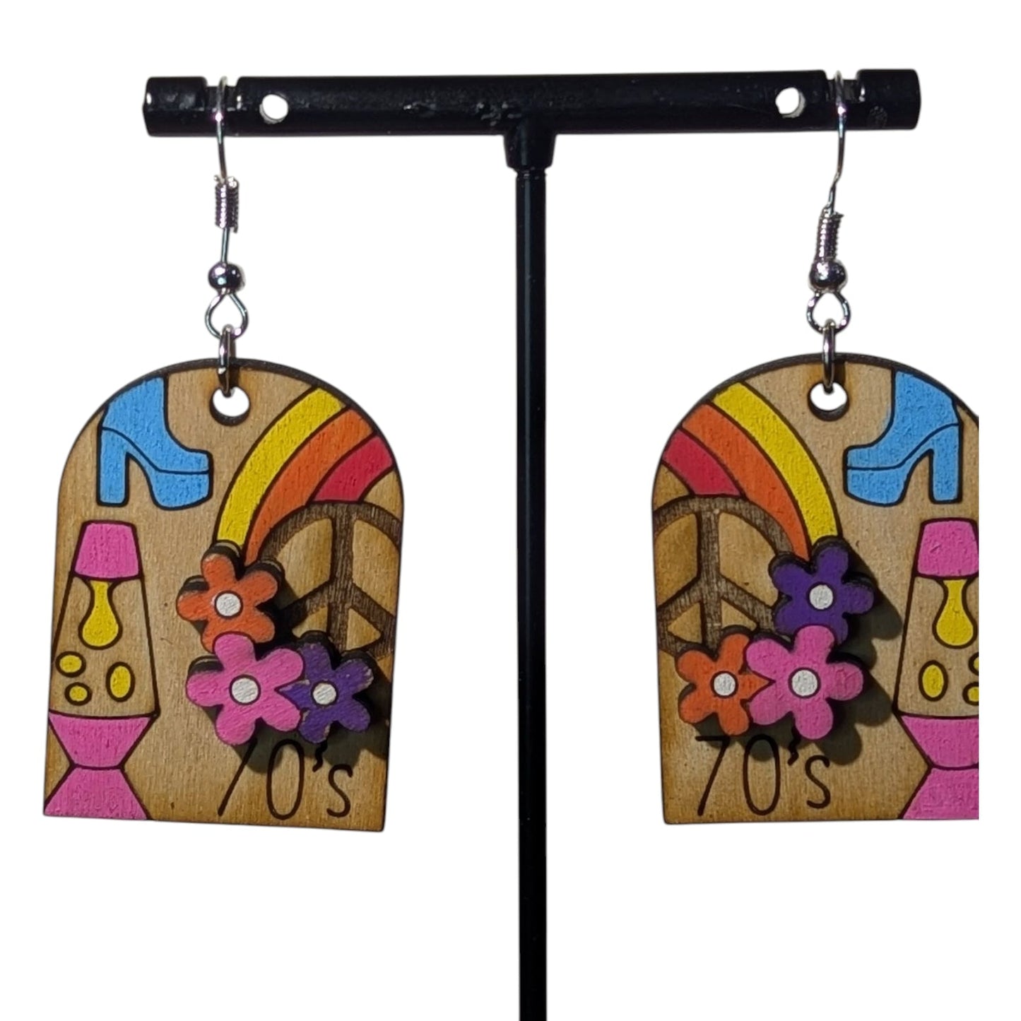 70's Layered Wood Earrings