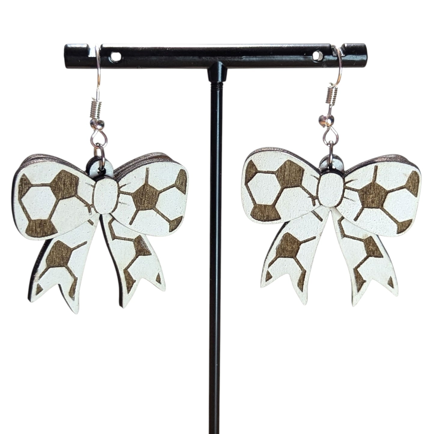 Sport Bow Layered Wood Earrings