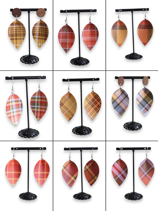 Fall Plaid Teardrop Earrings