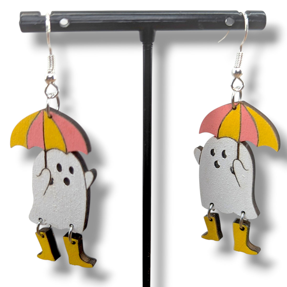 Rainy Day Ghost Wood Earrings