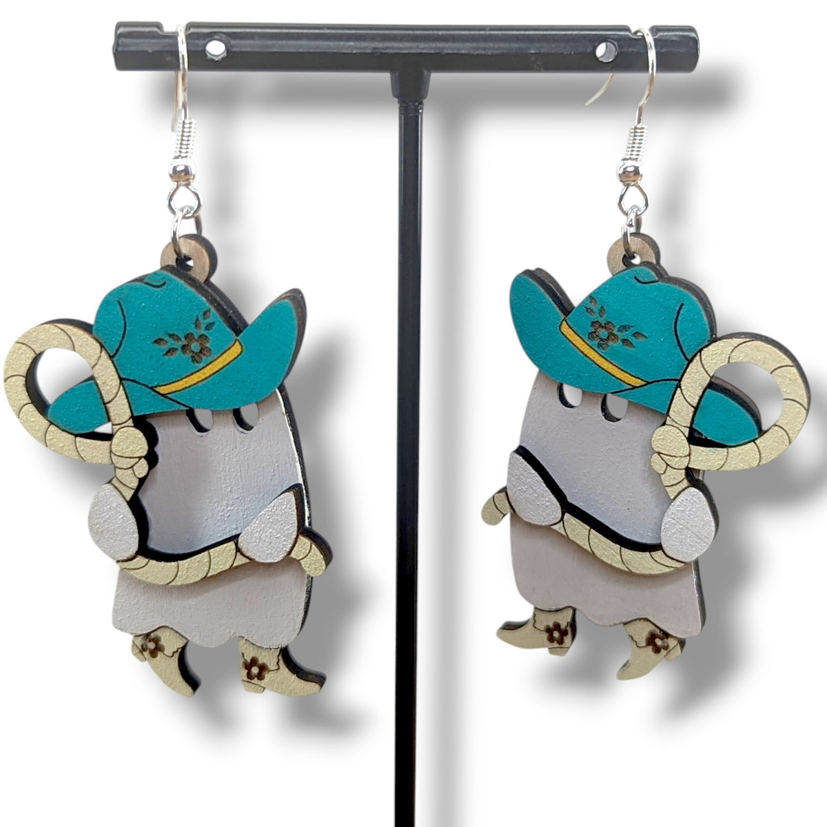 Rodeo Ghost Wood Earrings