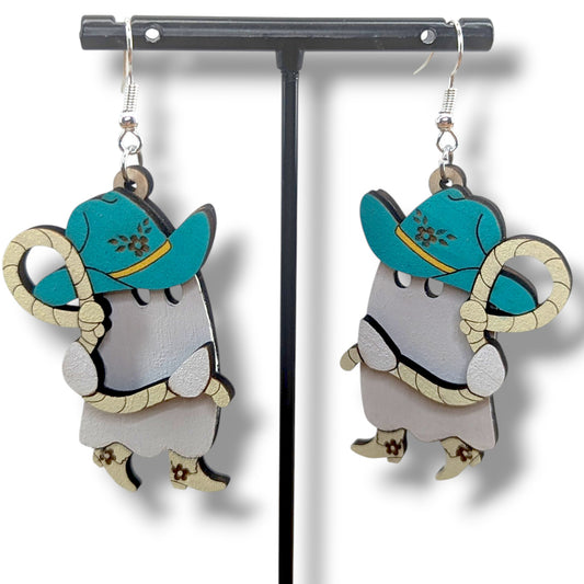 Rodeo Ghost Wood Earrings