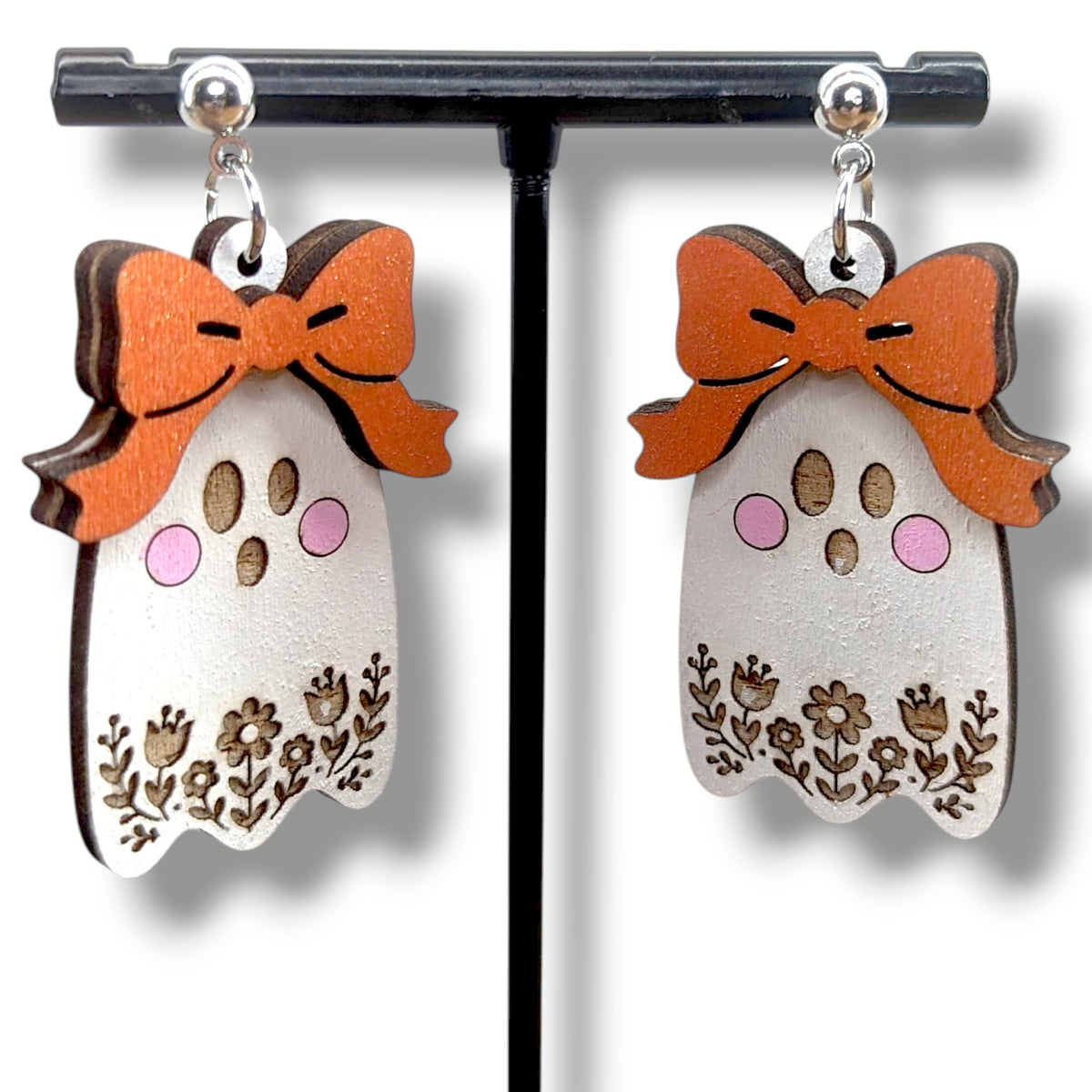 Bow-tiful Ghost Wood Earrings